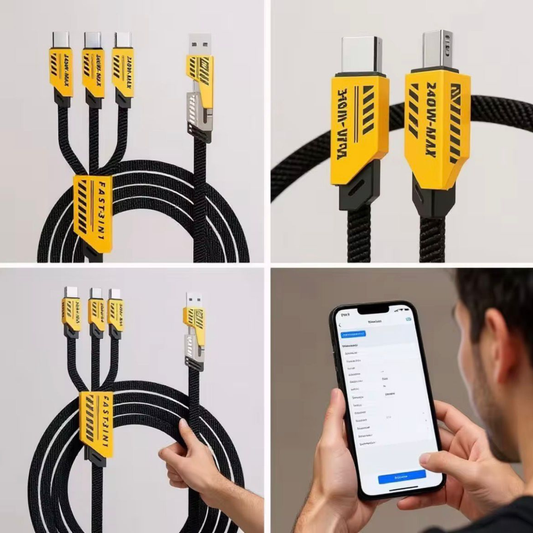 3-in-1 Fast Charging Cable — Type-C, Lightning & All-in-One Cable