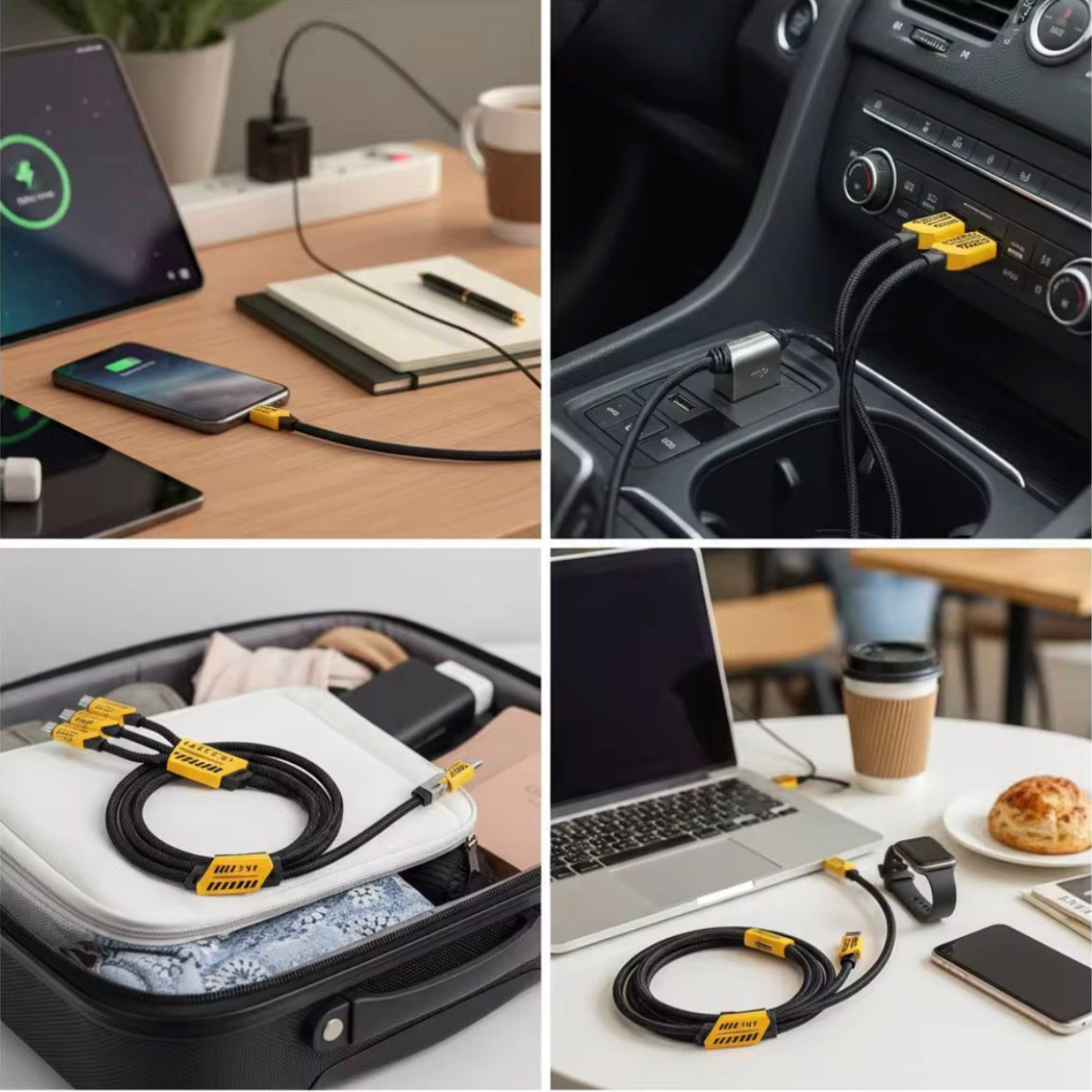 3-in-1 Fast Charging Cable — Type-C, Lightning & All-in-One Cable