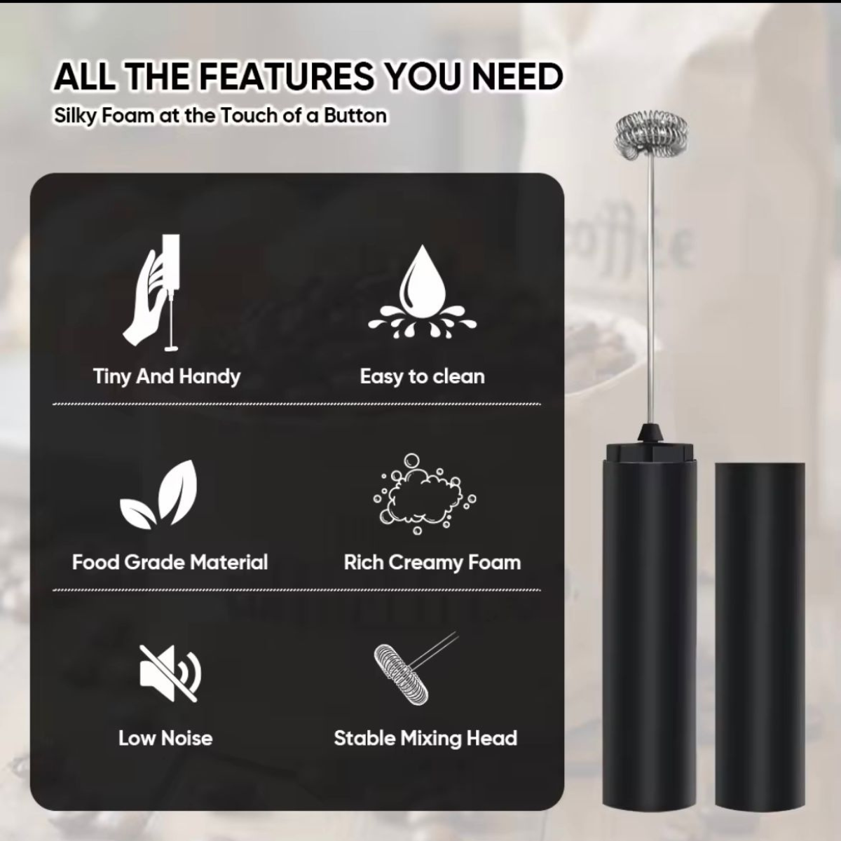 ☕ Portable Electric Milk Frother – Rechargeable